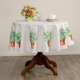 Watercolor Flowers Pots Round Easter Tablecloth Non Iron Stain Resistant Table Cover Diameter 60 inch