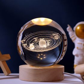 1pc Creative Crystal Ball Decoration, Desktop Night Light, Bedroom Night Light Valentine's Day Gifts Birthday Gifts (Items: Solar System)