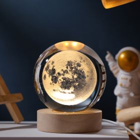 1pc Creative Crystal Ball Decoration, Desktop Night Light, Bedroom Night Light Valentine's Day Gifts Birthday Gifts (Items: Moon)