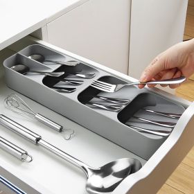 1pc Multifunctional Knife And Fork Compartment Storage Box; Cutlery Spoon Box Knife And Fork Divider Organizer; Kitchen Drawer Storage Box Tray; 5.5in (Material: Plastic)