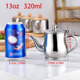 1pc Mini Stainless Steel Oil Pot With Strainer; Condiment Pot; 13oz; Small Stainless Steel Oil Pot (Color: Silvery, size: One Size Fits All)