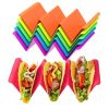 1pc/6pcs Colorful Taco Holder Stands - Premium Large Taco Tray Plates Holds Up To 3 Or 2 Tacos Each, PP Health Material Very Hard And Sturdy, Dishwash