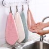 4pcs Thickened Dish Towel; Hanging Hand Towels; Kitchen Rag With Hanging Loop; Bathroom Hand Towels