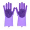 1pair Kitchen Silicone Dishwashing Gloves; Housework Cleaning Waterproof Insulation Magic Gloves; Dishwashing Brush