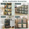 2Pcs 72L Foldable Storage Bins with Lid Collapsible Stackable Closet Organizer Containers with Front Door Lock 4Pcs Wheels