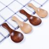 4Pcs Mini Wooden Spoons; Small Spice Condiment Spoon; Sugar Tea Coffee Scoop; Short Handle Wood Spoon; Jam Mustard Ice Cream Wood Spoons; Kitchen Gadg