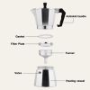 RAINBEAN Stovetop Espresso Maker 180ml For 3 Cups Espresso, Italian Moka Pot Coffee Maker, For Coffee Latte Mocha Cappuccino Macchiato Cuban Cafe Make