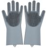 1pair Kitchen Silicone Dishwashing Gloves; Housework Cleaning Waterproof Insulation Magic Gloves; Dishwashing Brush